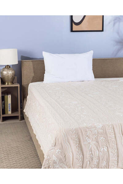 REDTAG غطاء سرير قماش جاكار بلون المريمية، مقاس مفرد 160 سم × 220 سم