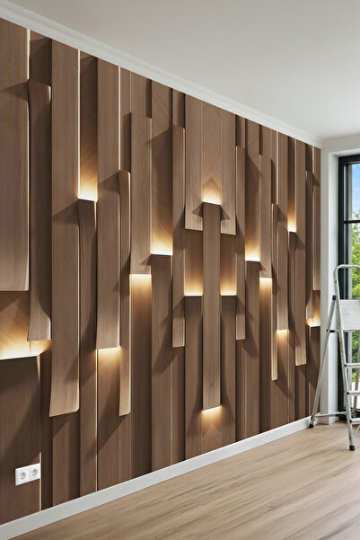 MİRAZAWALL 3D Modern Blok Panel ve Dikey Çizgi Desenli Tek Parça Tekstil Duva...