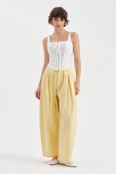 tw3 Γυναικείο παντελόνι με λεπτομέρεια πιέτες, 100% Βαμβάκι Design Balloon Fit