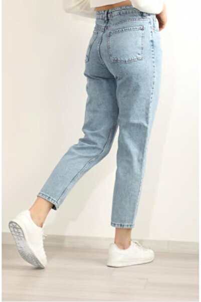 Pubi High Waist Women's Snow Blue Mom Jeans