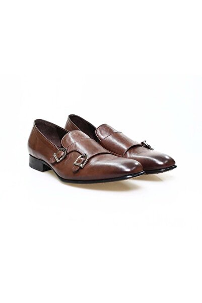 FRANCO CALVANI Brown Laceless Genuine Leather Men's Shoes