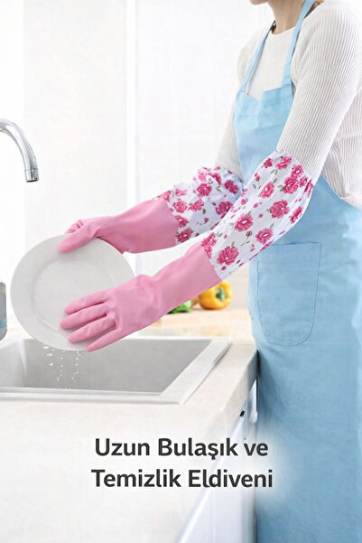 Yenilig Uzun Bulaşık ve Temizlik Eldiveni Su Geçirmez Kollu Mutfak Eldiveni |...