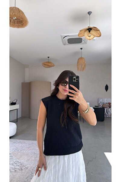 Buket Teke Navy Blue Massi Sleeveless Knitwear Blouse
