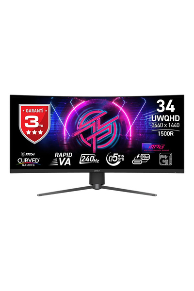 MSI MPG 346CQRF X24 34″ 240Hz 0.5ms 2K UWQHD Adaptive Sync Rapid VA Kavisli G...