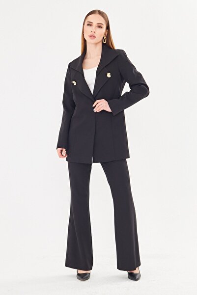 LOVELF Aksesar Detay Çift Yakalı Takım Siyah