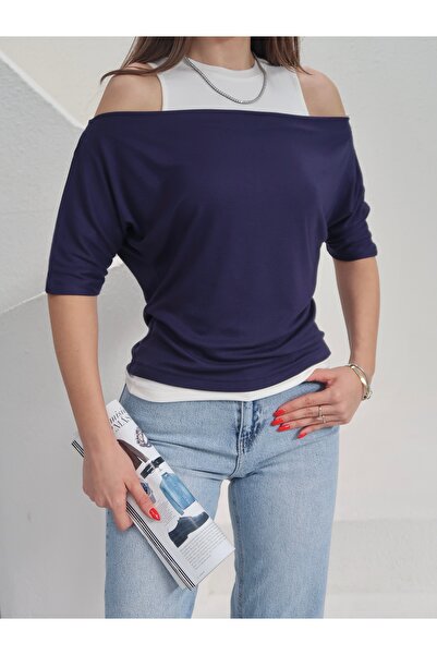 Paw Garage Women's Alvin Off-The-Shoulder Double Layered Look Blouse