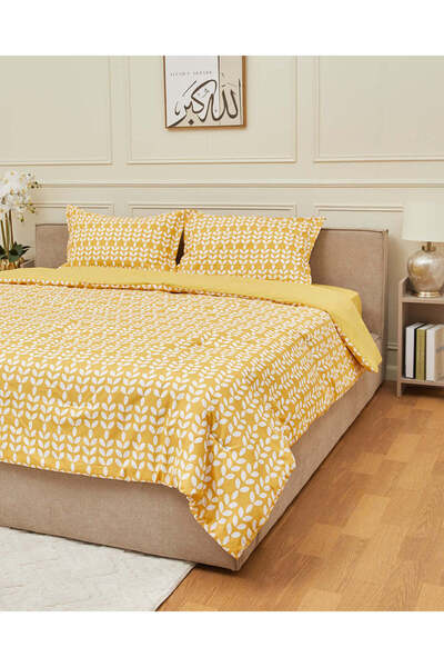 REDTAG طقم لحاف أصفر مزهر مكون من 4 قطع (مقاس مزدوج )