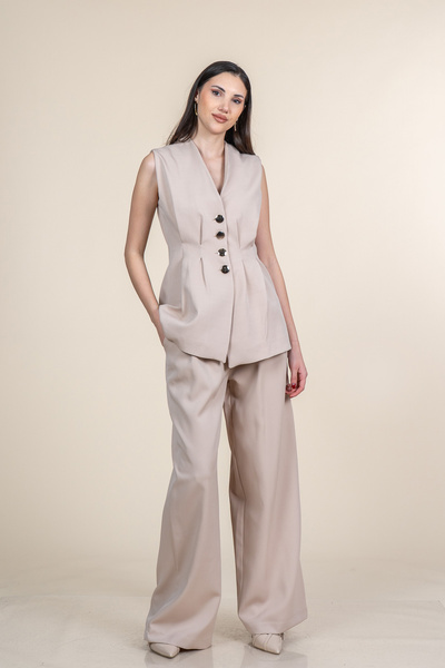 MissVina Pili Κασέ τεμάχια Γιλέκο Σετ Παντελονιών 1298