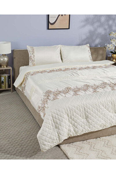 REDTAG طقم لحاف فاخر من أربع قطع بلون العاج (مقاس مزدوج)