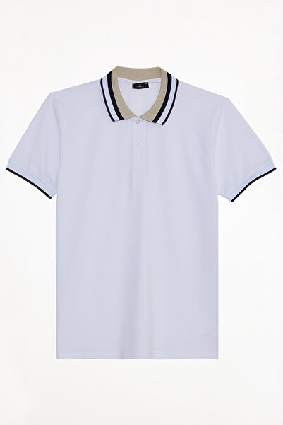 Tudors Men's Slim Fit Slim Fit 100% Cotton White Polo Neck T-Shirt