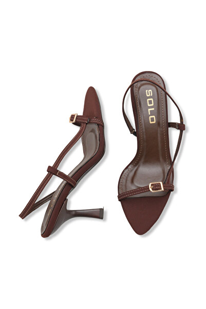 DELSOLERA Women's Brown Buckled Nubuck Stylish Comfortable Stiletto Heel U Sa...