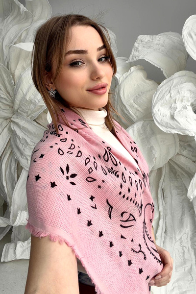 REMSA Patterned Kutjen Square Shoulder Shawl 1401 Pink