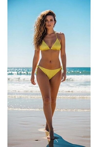 AQUELLA Akordiyon Üçgen Bikini Takımı Fıstık Yeşil 210-1450