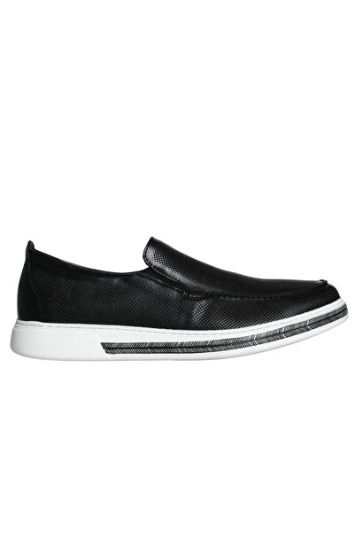 Platin Black Leather Men's Loafer