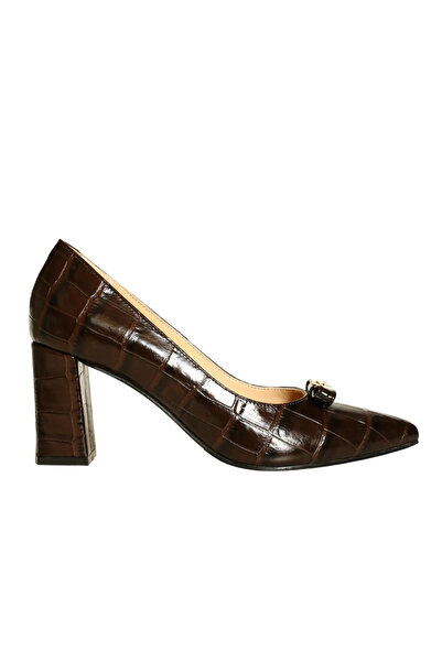Platin Coffee crocodile Leather women Heeled Shoes
