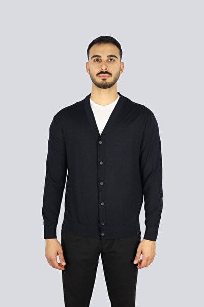 PAUL&SHARK Men's Woven Fabric Button Closure Long Sleeve Navy Blue Cardigan 2...