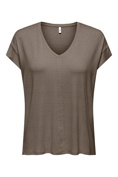 ONLY ONLCARRIE S/S STITCH GLITTER TOP JRS Γυναικείο Γκρι Μπλουζάκι - 15369279