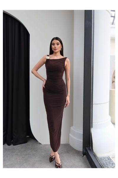 ESRAHELVACI cu încrețituri Rochie cu un singur umăr cu cataramă