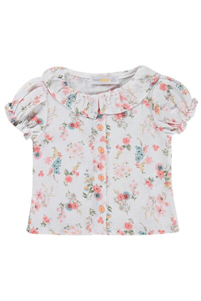 ZEYNEVA بلوزة تيمو بياقة مكشكشة للأعمار من 6 إلى 18 شهرًا - لون بودرة