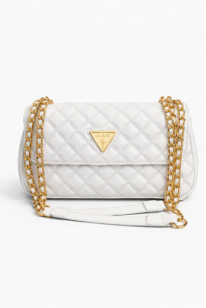 OEM Guees White Women's Bag , Quilted Pattern with Gold Chain – Elegant