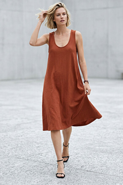 EFFE A-Line Comfortable Dress with Drapey Thick Straps