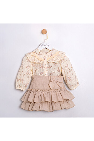 Coolimino Çi̇çek D Patterned Shorts and Skirt Baby Girl Two-Piece Set