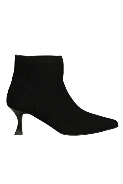 Platin Black Suede Women's Heeled Boots
