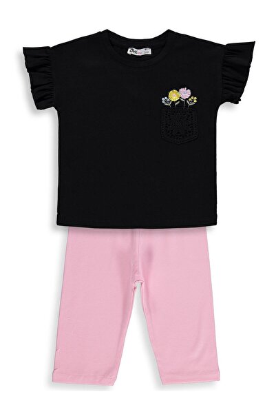 Civil Girls Set cu fundă pentru vârsta 2-5 ani - Negru