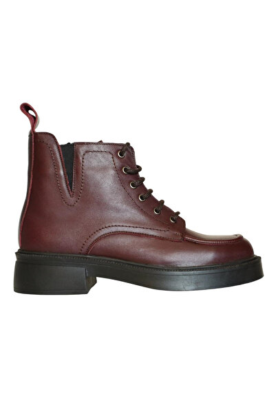 Platin Burgundy Leather Women's Lace-Up Boot