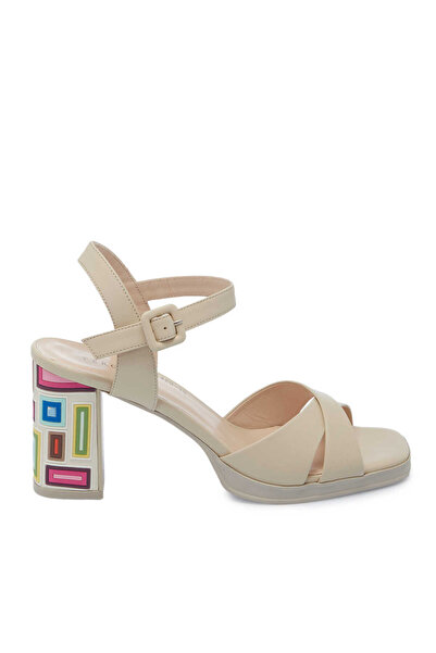 Tergan Bej Hakiki Deri Kadın Topuklu Ayakkabı - K25Y1AY68082-A25