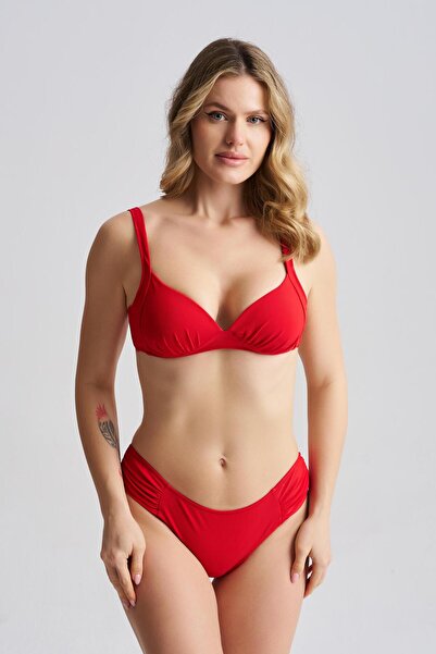 AQUAVİVA Women's Nova Bikini Set Red Thin Ribbed