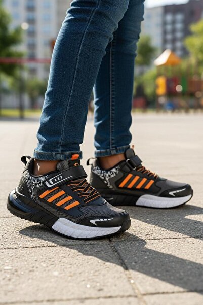 Tuğba Ortopedi 748 طبي صبي أسود/برتقالي مريح حذاء رياضي