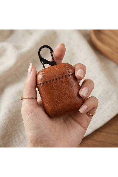 CaseOnn سماعات أبل إيربودز 1 / 2. حافظة نيسيل كلاش لوكس مظهر جلدي باللون البن...