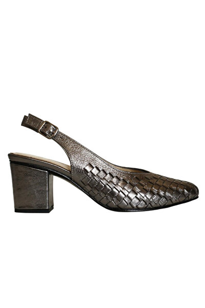 Platin Leather Women's Open Back Heeled Shoes