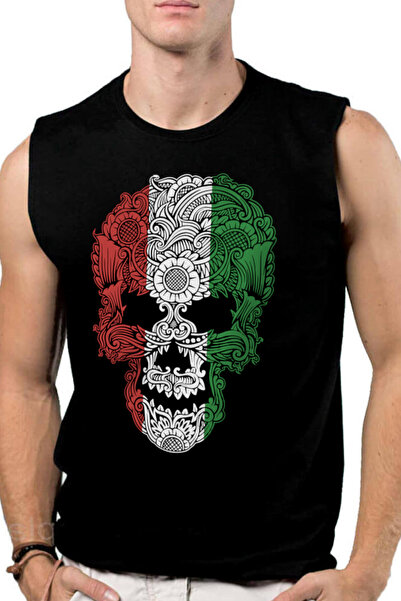 ROCKANDROLL Mânecă italiană cu decupaj negru în formă de craniu |   Tricou fă...