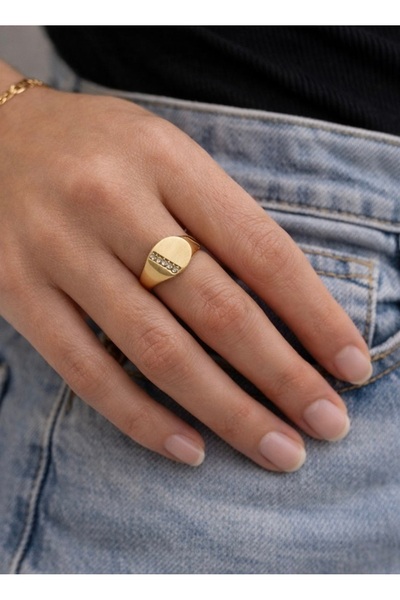 Vitastyle خاتم قابل للتعديل بتصميم دائري بلون ذهبي