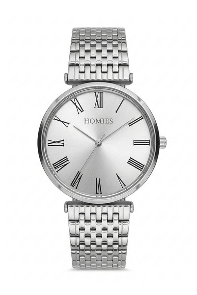 Homies Men's Silver Metal Cord Silver Dial Wristwatch with 2 Year Warranty