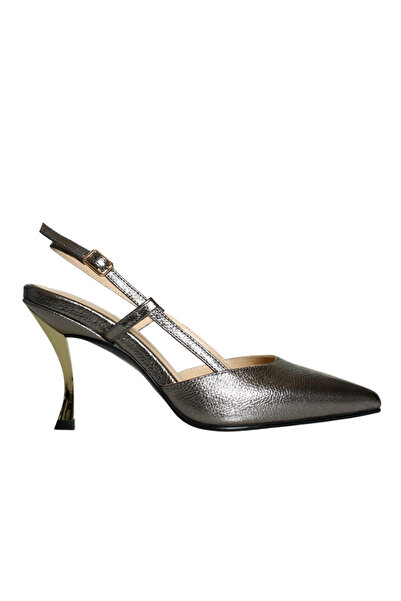 Platin Leather Women's Open Back Heeled Shoes