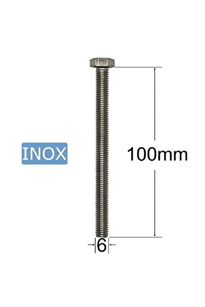 inox Screw M6x100mm Hexagonal Head - 25pcs/box