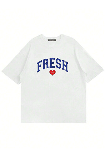 Mad&Calf Tricou Unisex Fresh cu imprimeu guler rotund supradimensionat