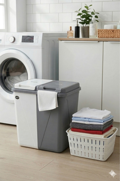 Citim Kirli Çamaşır Sepeti Iki Bölmeli 90 Litre (büyük) + 20 Lite Çamaşır Selesi
