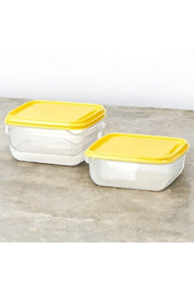 IKEA PRUTA plastik saklama kabı seti, şeffaf-sarı, 0,6 lt, 3 parça