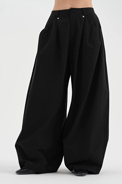 tw3 Γυναικείο παντελόνι από 100% βαμβάκι με λεπτομέρεια πιέτες στο μπροστινό ...