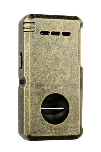 Quantoro Çift Torch Pürmüz V-Cut/Delicili/İğneli Fırçalı Gold Metal Puro Çakmağı