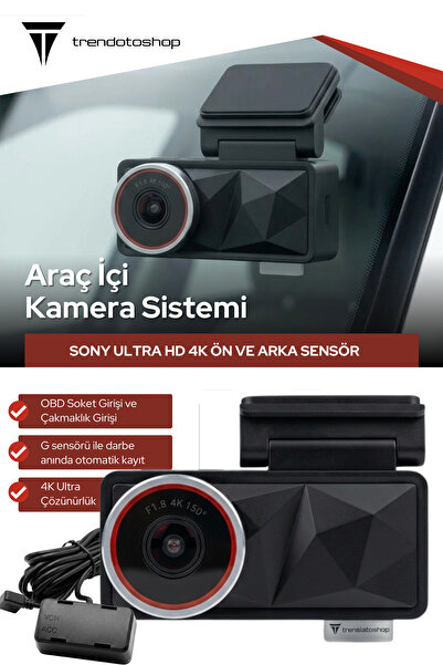 C9 4K Ultra HD Araç Kamerası Mobil Uygulamalı G-Sensör Park Modu OBD ve Çakma...