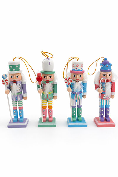 PARTİPORT Set de 4 Ornamente de Crăciun Soldat Spărgător de Nuci în culori pa...