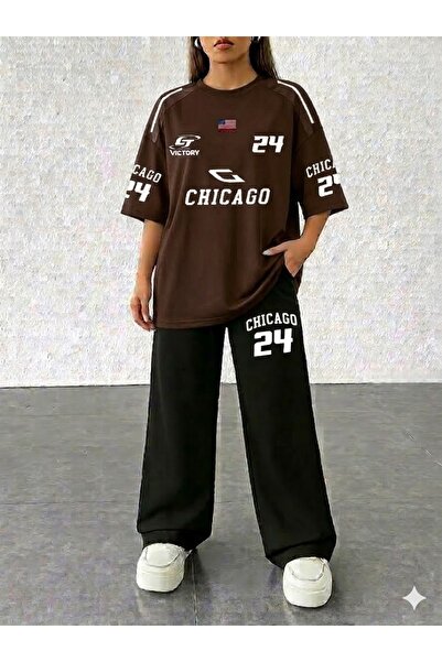 MYDARKSTYLE Unisex Chicago 24 Printed T-Shirt and Baggy Cut Summer Tracksuit Set