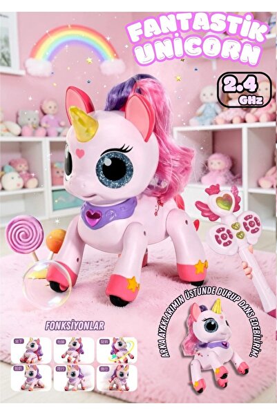 Sihirli Asa Kontrollü Fantastik Unicorn 22 cm Şarjlı Dans Eden Şarkı Söyleyen Oyuncak