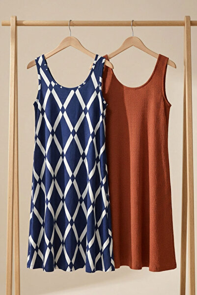 EFFE 2 bucăți de rochii A croială confortabile și lejer cu bretele groase