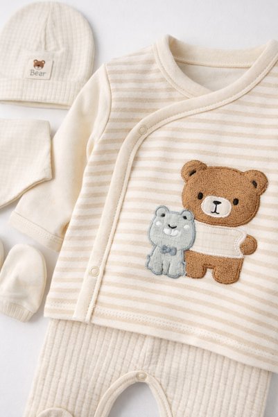 Arin Baby 5-Piece Bear Set D Patterned Newborn Hospital Release/Boy Baby Zibin Set/Newborn Gift
